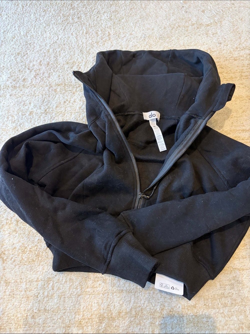 ALO Yoga Black Zip-Up Hooded Jacket